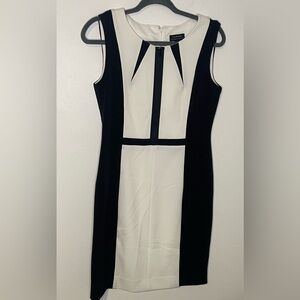 Tahari Chic Sheath Black and White Sleeveless Dress Women’s Size 6